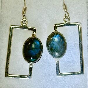 Silver and Blue Dangle Earrings